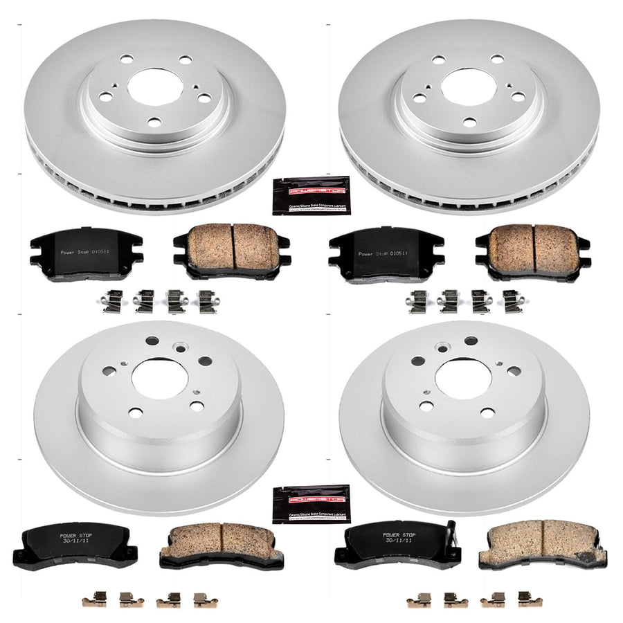 Power Stop CRK2775 Brake Rotor & Coated Ceramic Brake Pads- front & rear For Lexus RX300 2002-2003 [Model Specific]