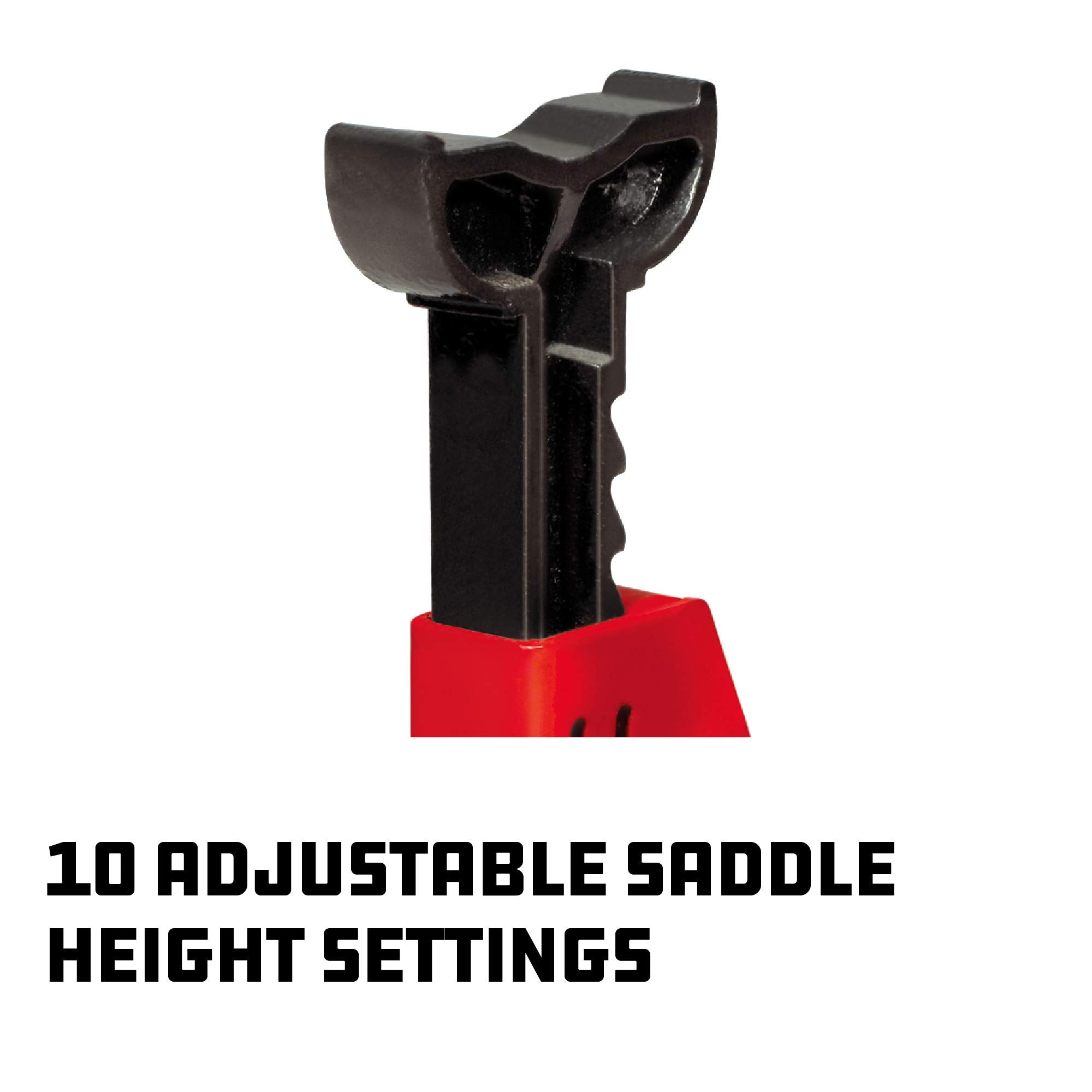 2 Ton Powerbuilt Ratchet Jack Stand Pair, 4000 Pound 2-Piece Heavy Duty Steel Stands, Wide Angle Stability, Adjustable Height - Red 640399
