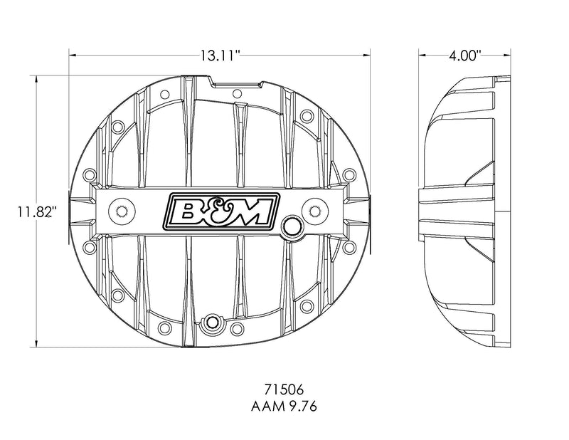 Hi-Tek B&M 71506 Aluminum Differential Cover - Black