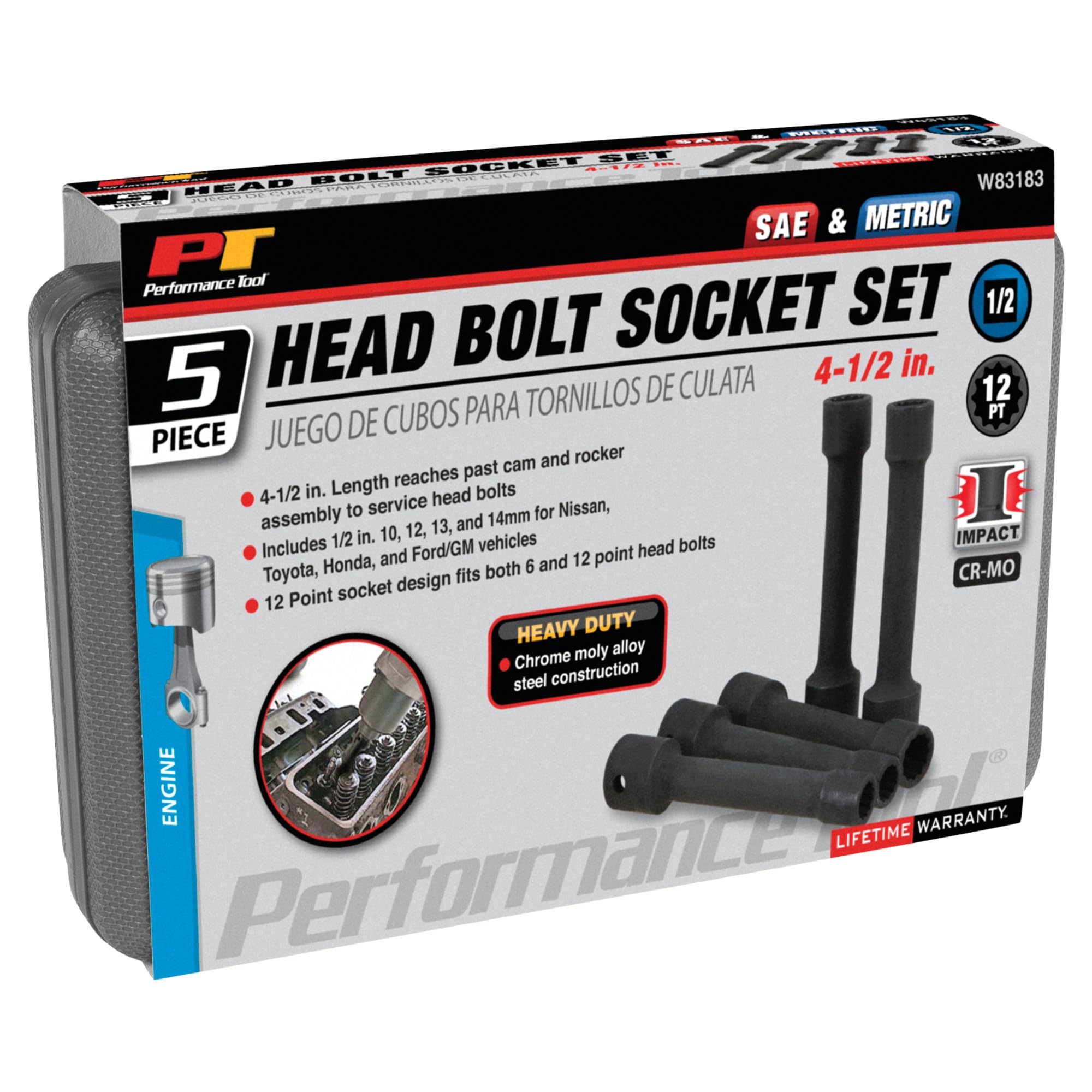5pc Performance Tool W83183 Head Bolt Socket Set