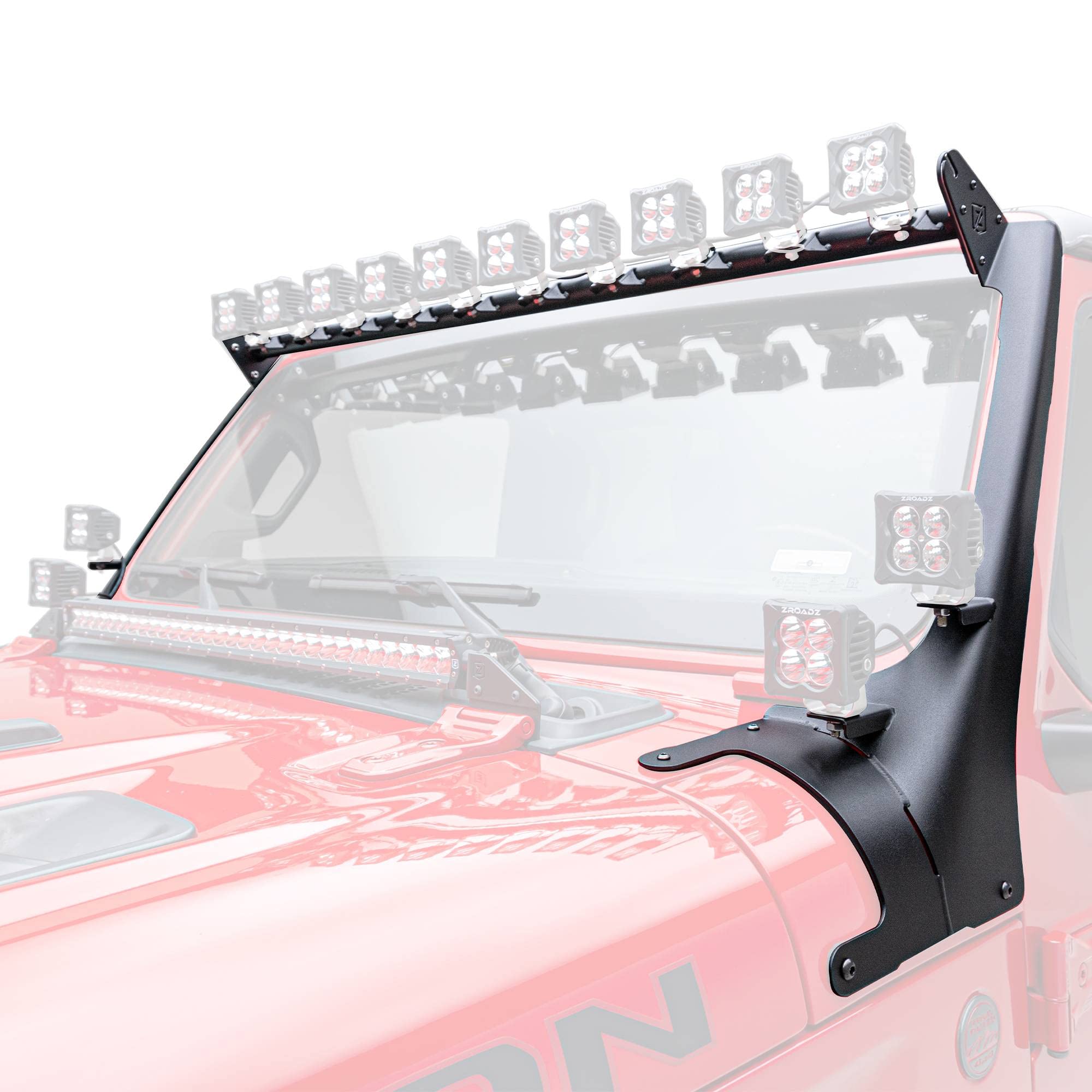 ZROADZ Front Roof LED Bracket Z934931-BK4 2019-2022 Jeep Gladiator Black