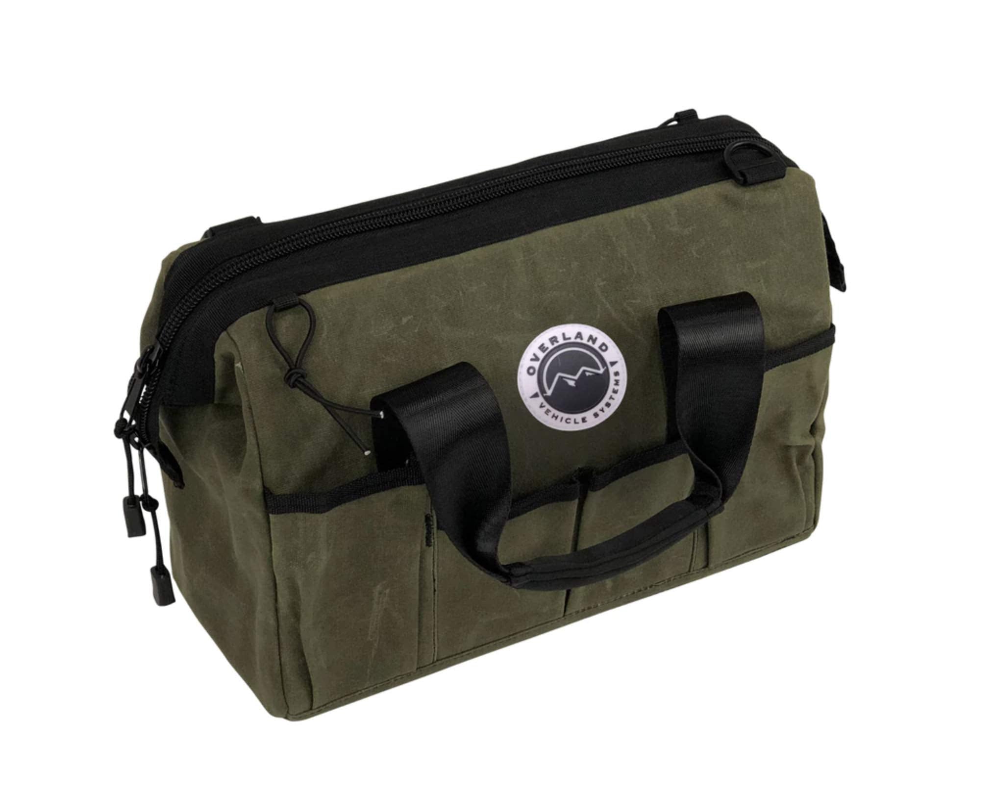 All Purpose Tool Storage Bag - Overland Vehicle Systems #16 Waxed Canvas - Infused with Paraffin Wax Waterproofing - Storage for Tools, Recovery Gear, and about anything