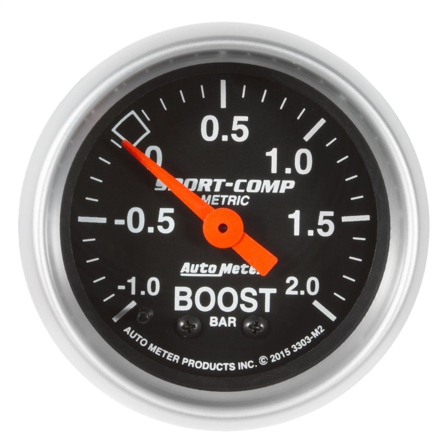 Gauge AUTO METER 3303-M2 Boost (Sport-Comp 2 1/16", -1 - +2 Bar, Mechanical, Sport-Comp)