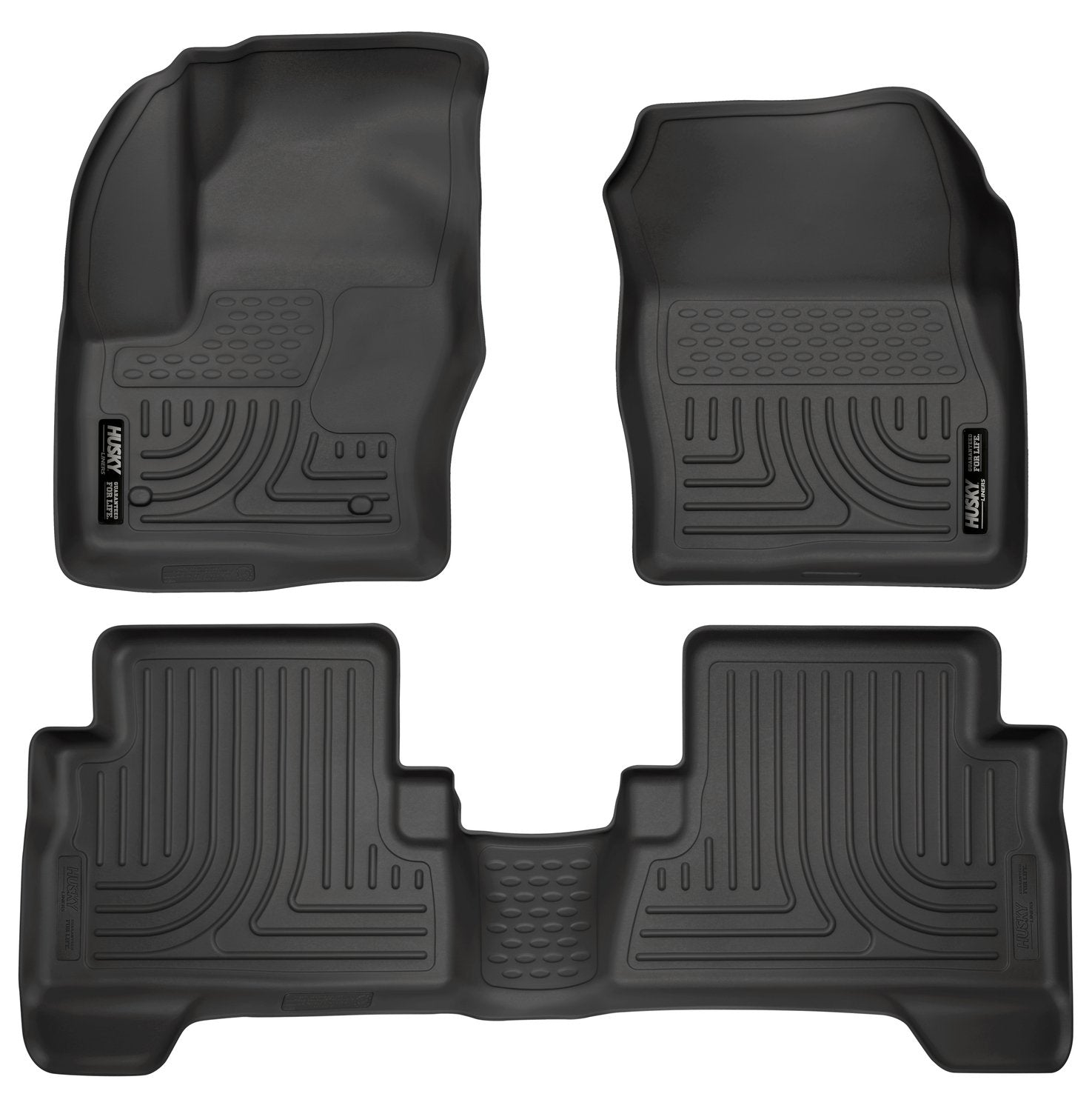 Weatherbeater Husky Liners Floor Mats | Fits 2013 - 2019 Ford Escape; 2013 - 2018 Ford C-Max | Front & 2nd Row, 3-pc Black - 99741