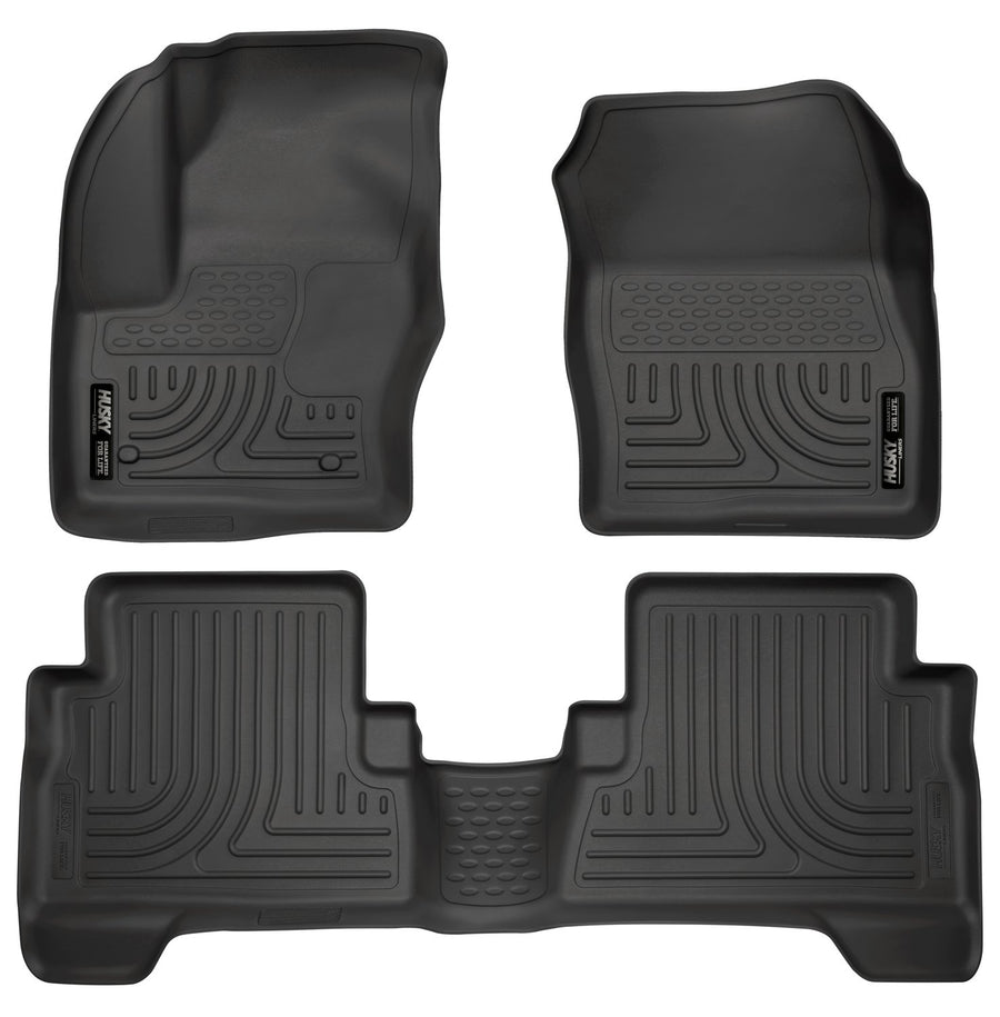 Weatherbeater Husky Liners Floor Mats | Fits 2013 - 2019 Ford Escape; 2013 - 2018 Ford C-Max | Front & 2nd Row, 3-pc Black - 99741