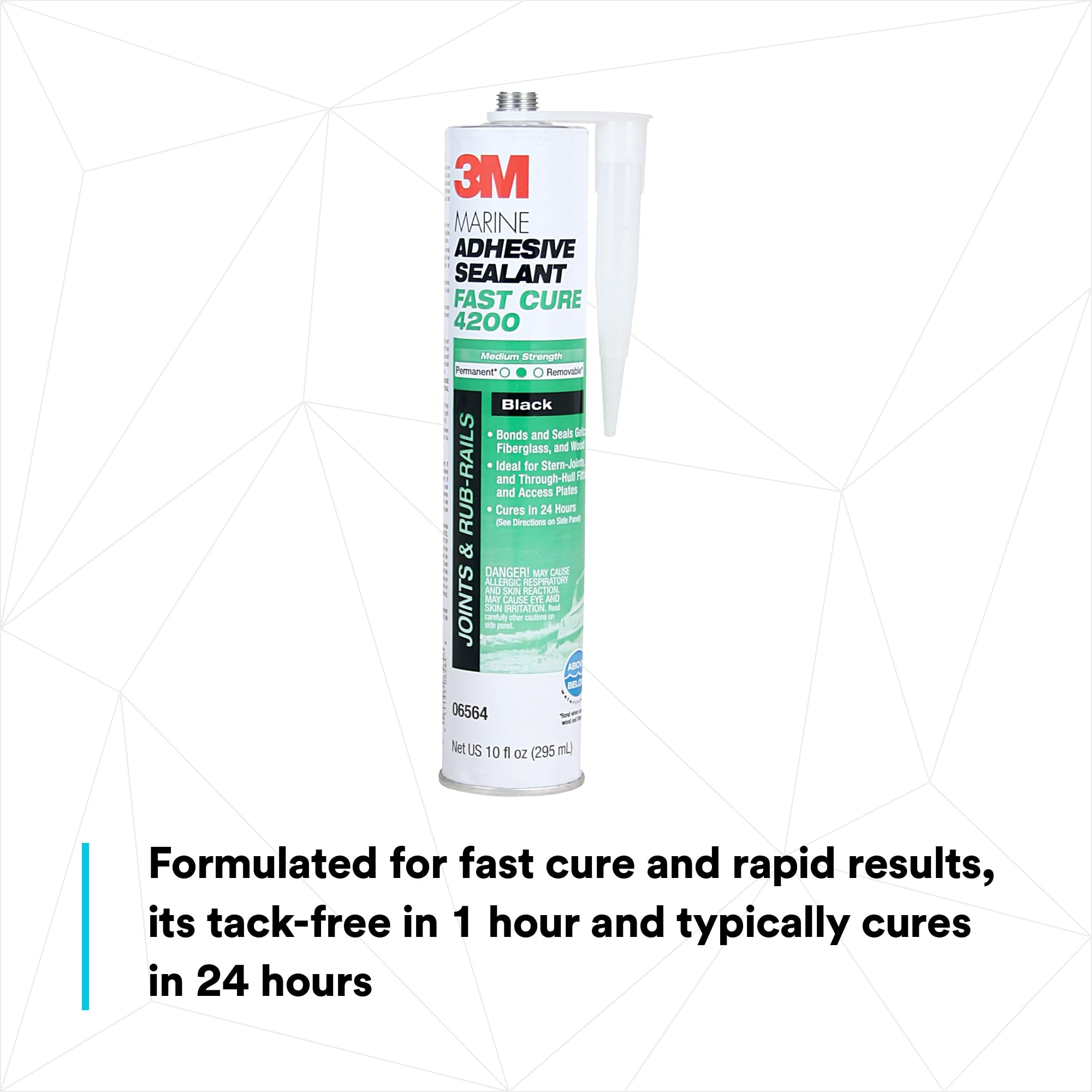 3M Marine Adhesive Sealant 4200 Fast Cure (06560) – Semi-Permanent Flexible Adhesive Sealant for Boats and RVs, White, Flexible Bonds, Underwater-Safe, 295 mL Cartridge