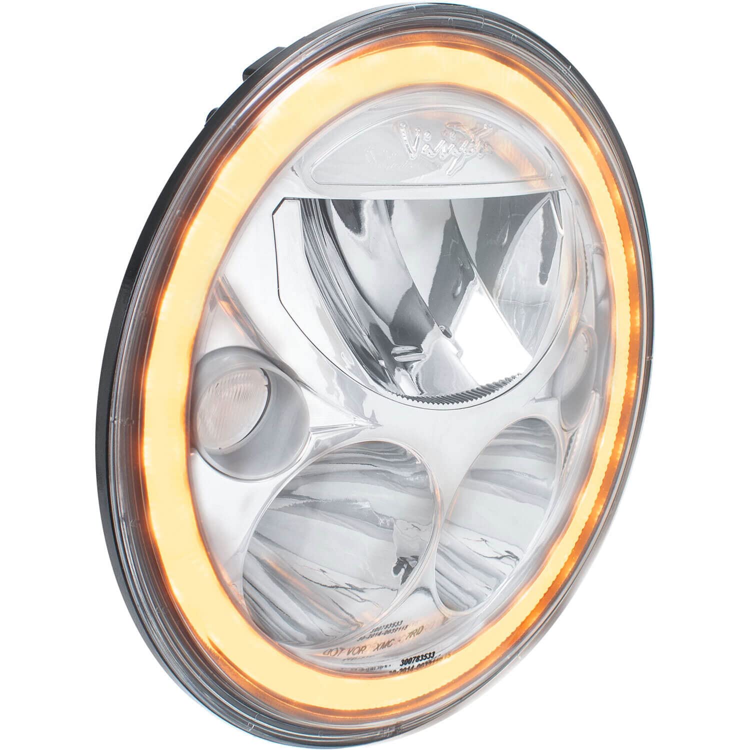 7" Single Round Amber Halo Vx Series Led Headlight W/Low-High-Halo