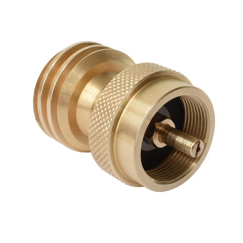 Propane Tank Adapter Flame King, 20lb to 1lb Converter, Hook Up Small Propane Cylinders when 20lb Ran Out, Solid Brass