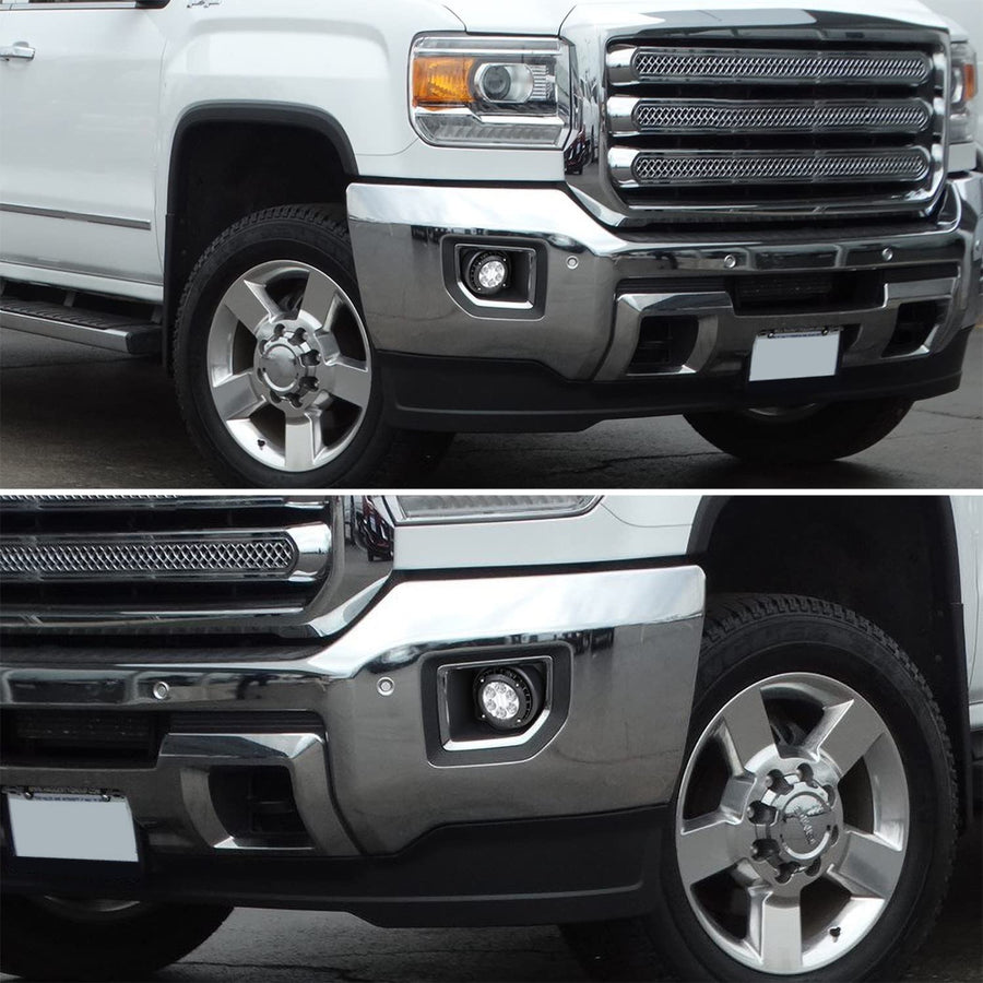 Clear Driving LED Fog Lights SPEC-D TUNING +Built-In LED Bulbs + Switch Compatible with 2015-2018 GMC Sierra 2500HD 3500HD L+R Pair Assembly