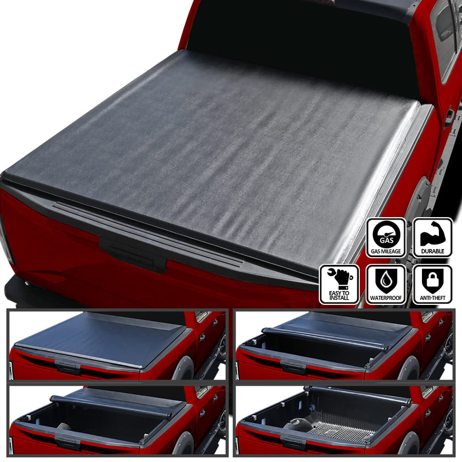 Soft Roll Up Tonneau Cover Spec-D Tuning Compatible with Chevy Colorado GMC Canyon Crew Cab 5' Bed 2015-2019