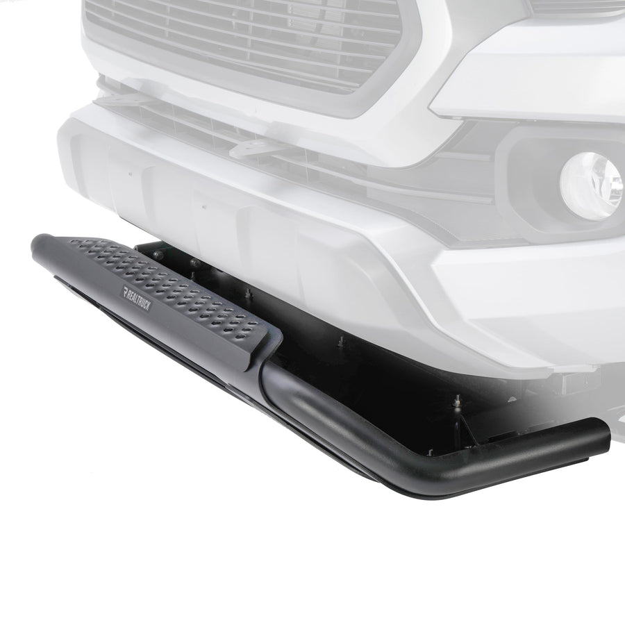 RC3 Grille Guard Go Rhino w/Center Steel Step and Hole for 20" Single Row LED Light Bar | Mild Steel, Textured Black | 55211T