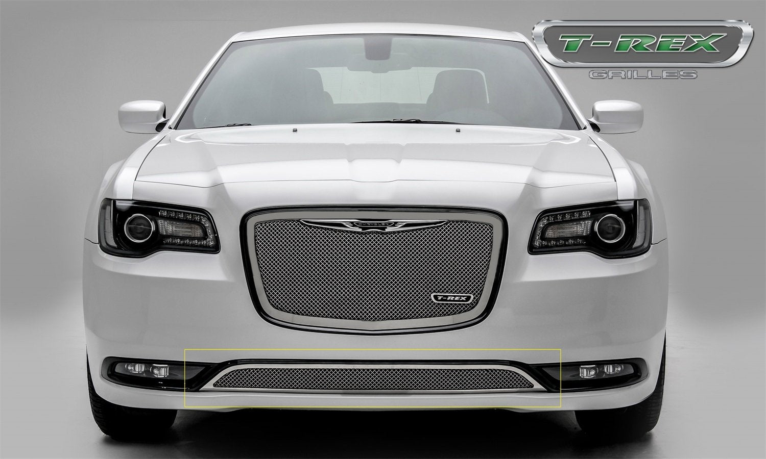 2015-2018 Chrysler 300 T-Rex Grilles Upper Class Series Bumper Grille, Polished, 1 Pc, Overlay, Only fits models without adaptive cruise control - PN #55436