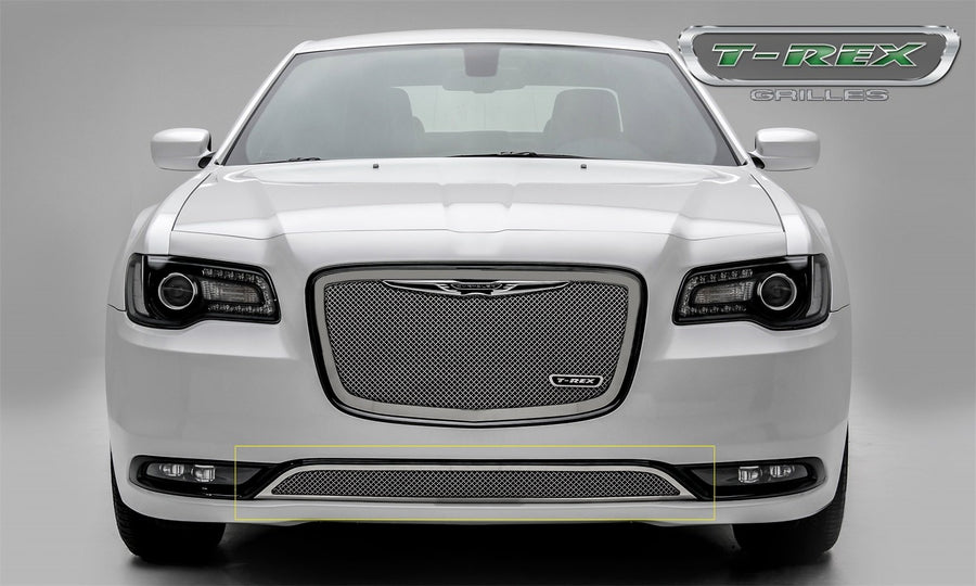 2015-2018 Chrysler 300 T-Rex Grilles Upper Class Series Bumper Grille, Polished, 1 Pc, Overlay, Only fits models without adaptive cruise control - PN #55436