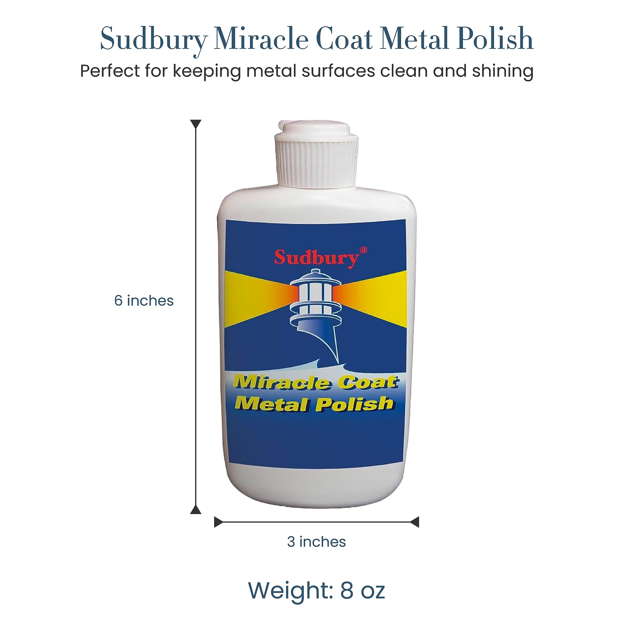 Miracle Coat Sudbury Metal Polish, Boat Cleaner Liquid, Stain Remover for Boats, Essential Boat Accessories, 8 oz.