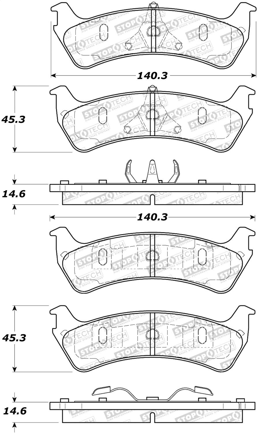 Rear StopTech 308.06670 Brake Pads with Shims and Hardware Street