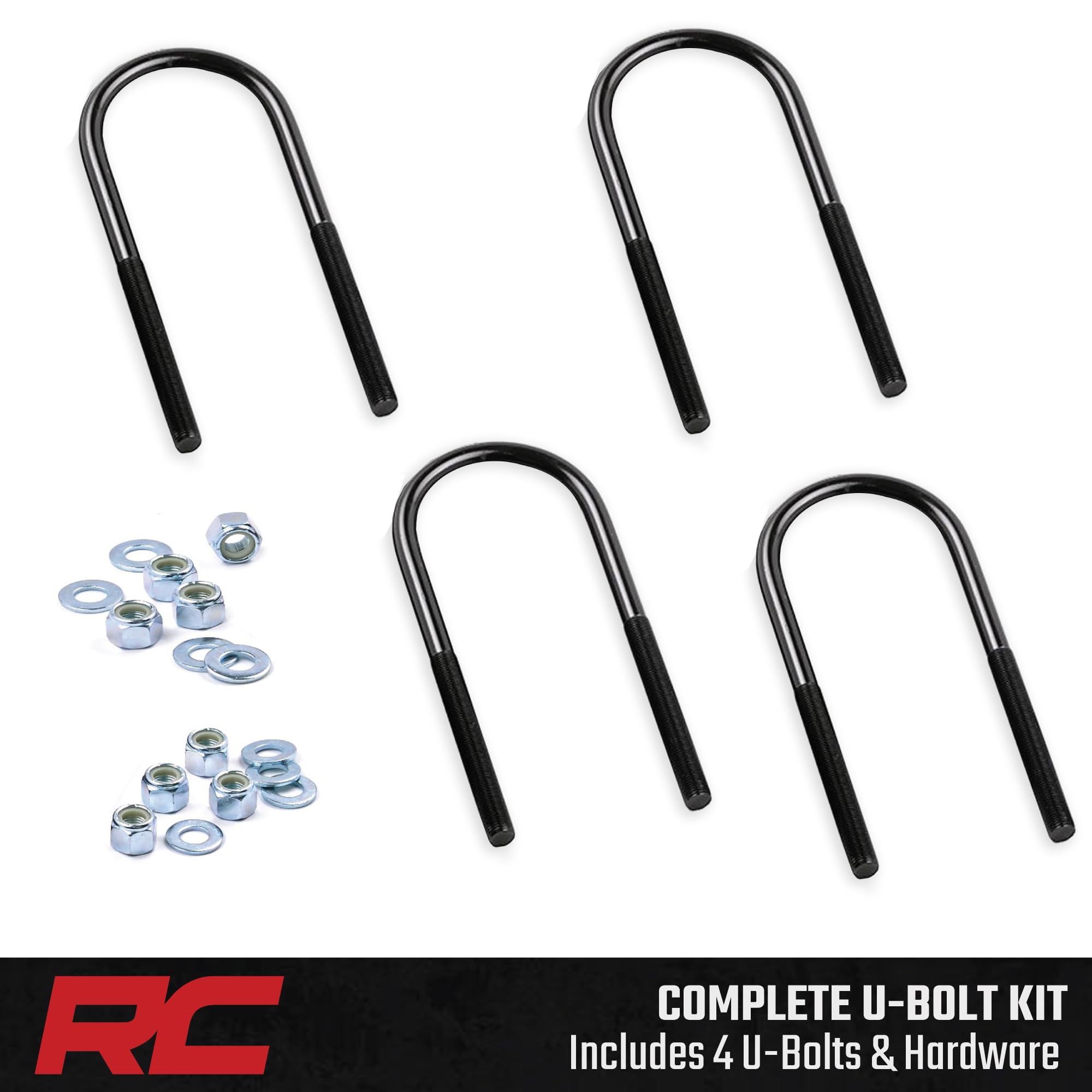 9/16" Large Radius Suspension U-Bolts Rough Country | 9/16 x 3.125 x 10-7650, Black