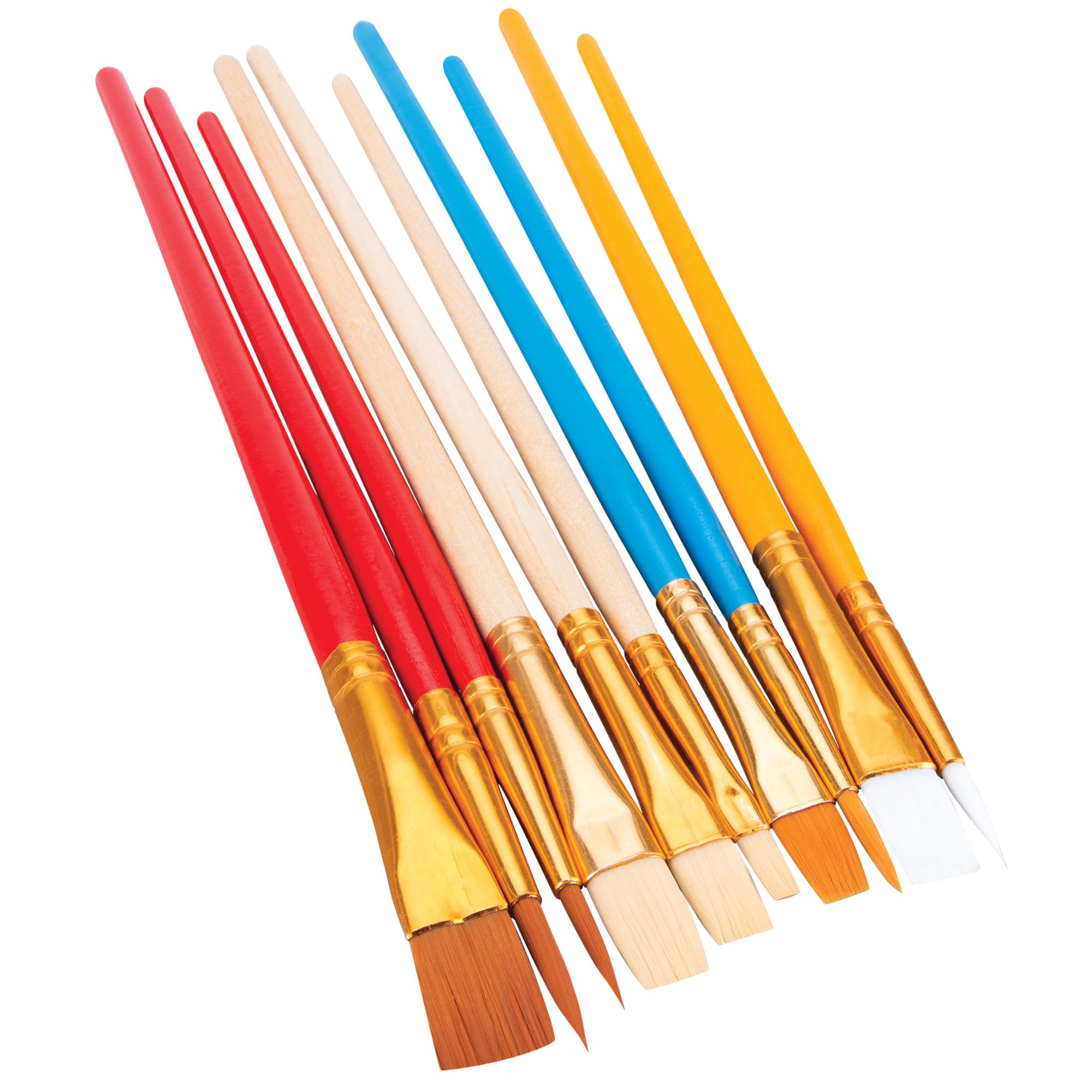 Bristle Size Brush Set Performance Tool 1120 Assorted with Plastic Handles, Ideal for Detailing, Cleaning, and General Purpose Use