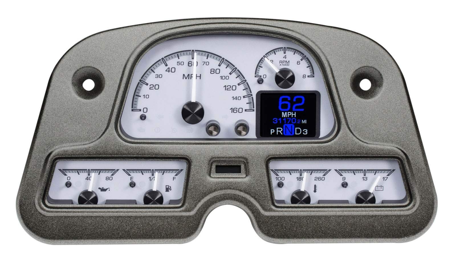 Dakota Digital HDX-62T-FJ-S Dash Gauge System Compatible with 1962-84 Toyota FJ Customizable Silver Alloy