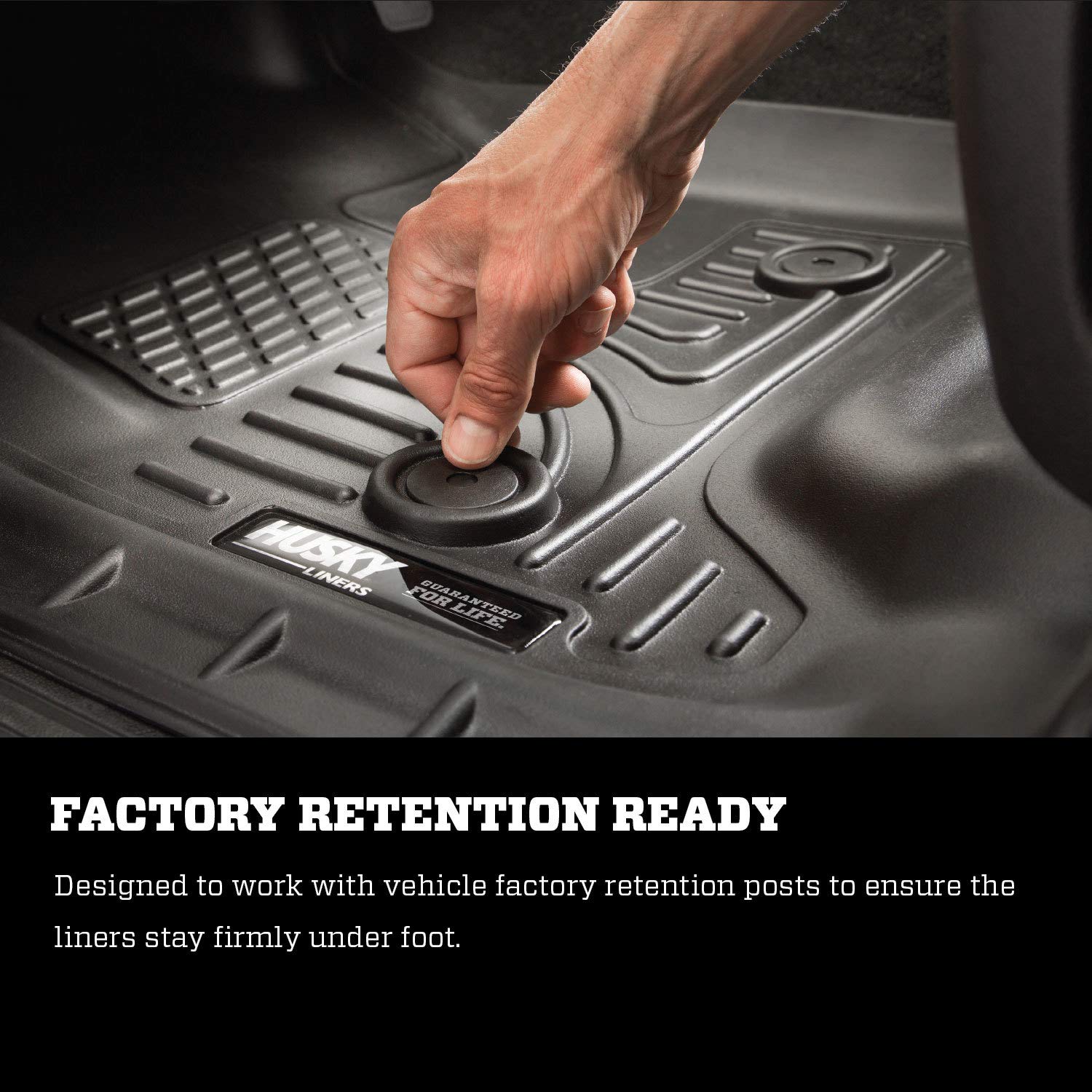 Weatherbeater Husky Liners Floor Mats | Fits 2014-2021 Toyota Tundra, CREWMAX CAB ONLY | 2nd Row, 1-pc Black - 19581
