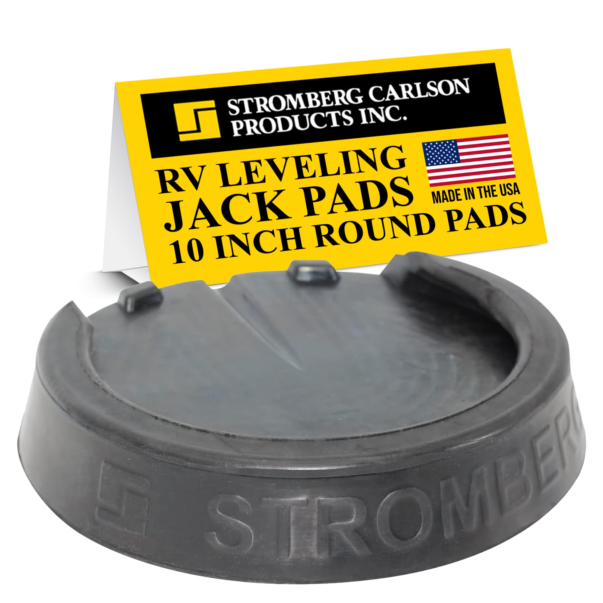Stromberg Carlson Leveling Jack Pads RV - Durable Rubber Blocks for Leveling, Anti-Slip Jack Pads for RVs and Campers, Protects Against Rust Stains, Non-Slip Design, 10 Inch Round Foot Pads, 1 Pack