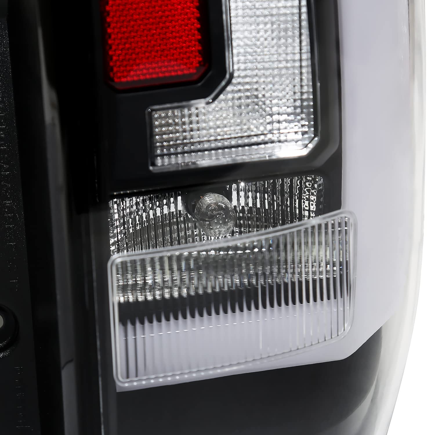 Matte Black SPEC-D TUNING Tail Lights w/White LED Sequential Turn Signals and Startup Animation Compatible with 2007-2014 Chevy Tahoe, Suburban, GMC Yukon/Denali/XL, Left + Right Pair Assembly