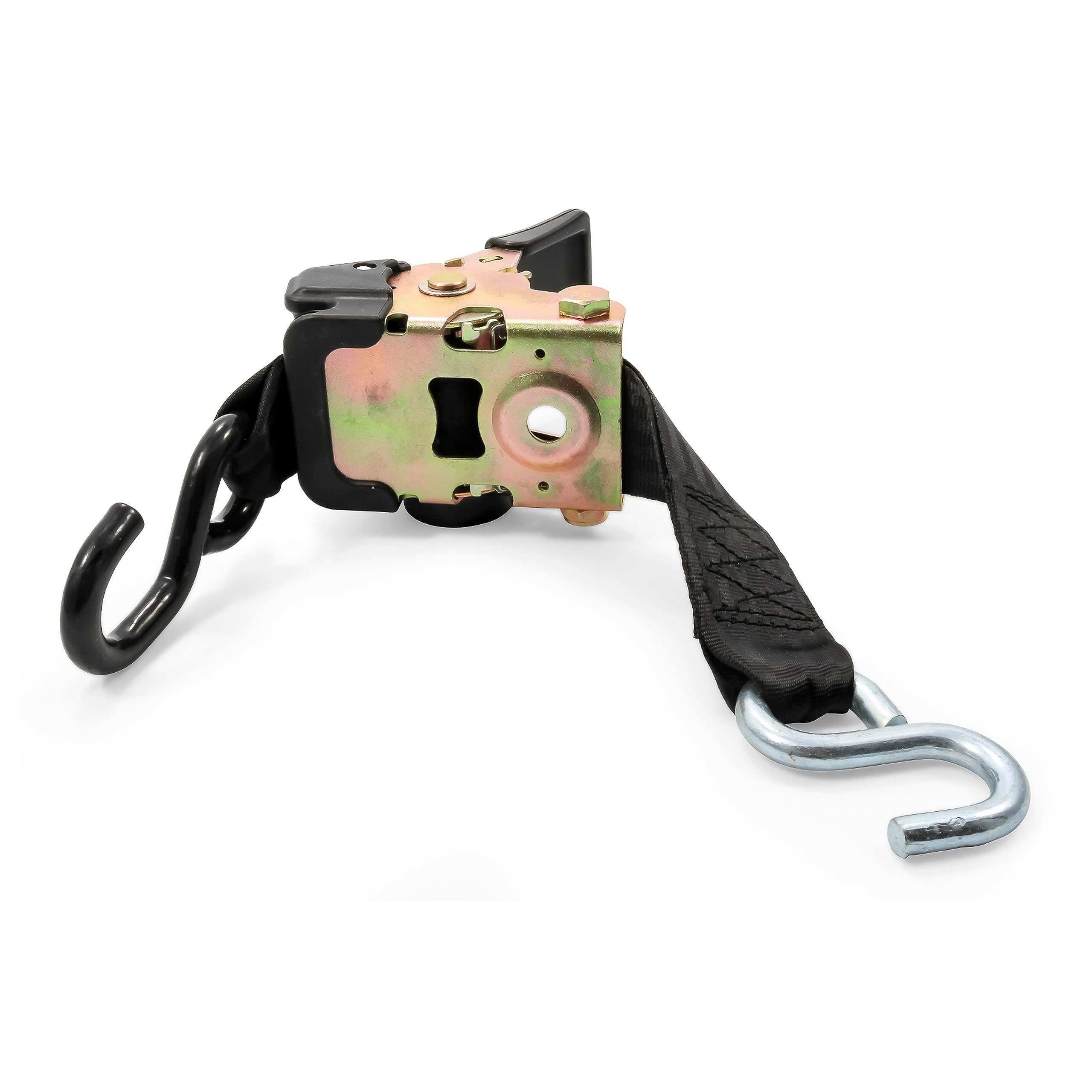 Retractable Camco Transom Tie Down Straps - Break Strength of 3,330lbs and Safe Working Load of 1,100lb - 2-Pack, Durable Polyester Webbing (50031)