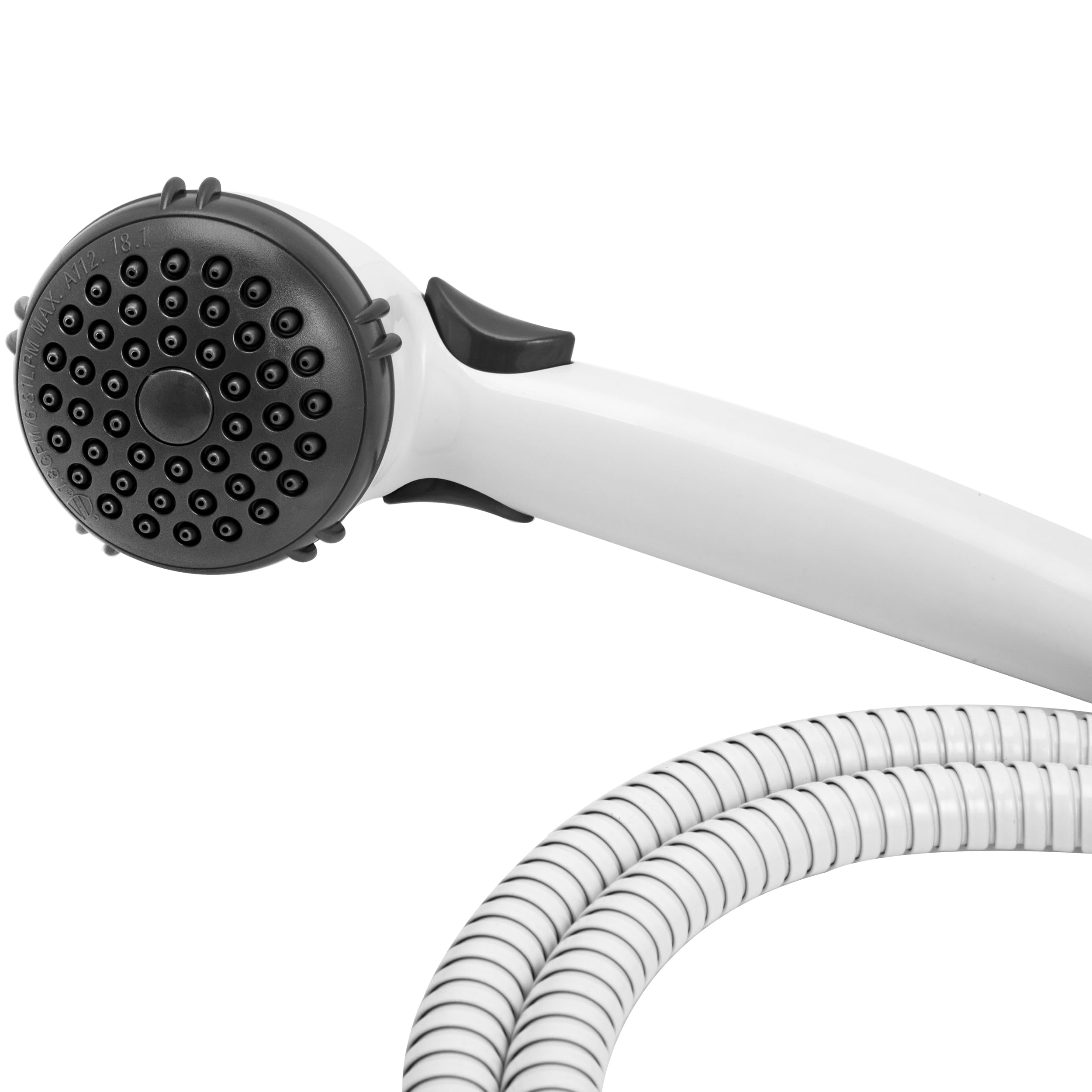 Dura Faucet RV Hand Held Shower Wand DF-SA400-WT, Water-Saving Trickle Switch (White)