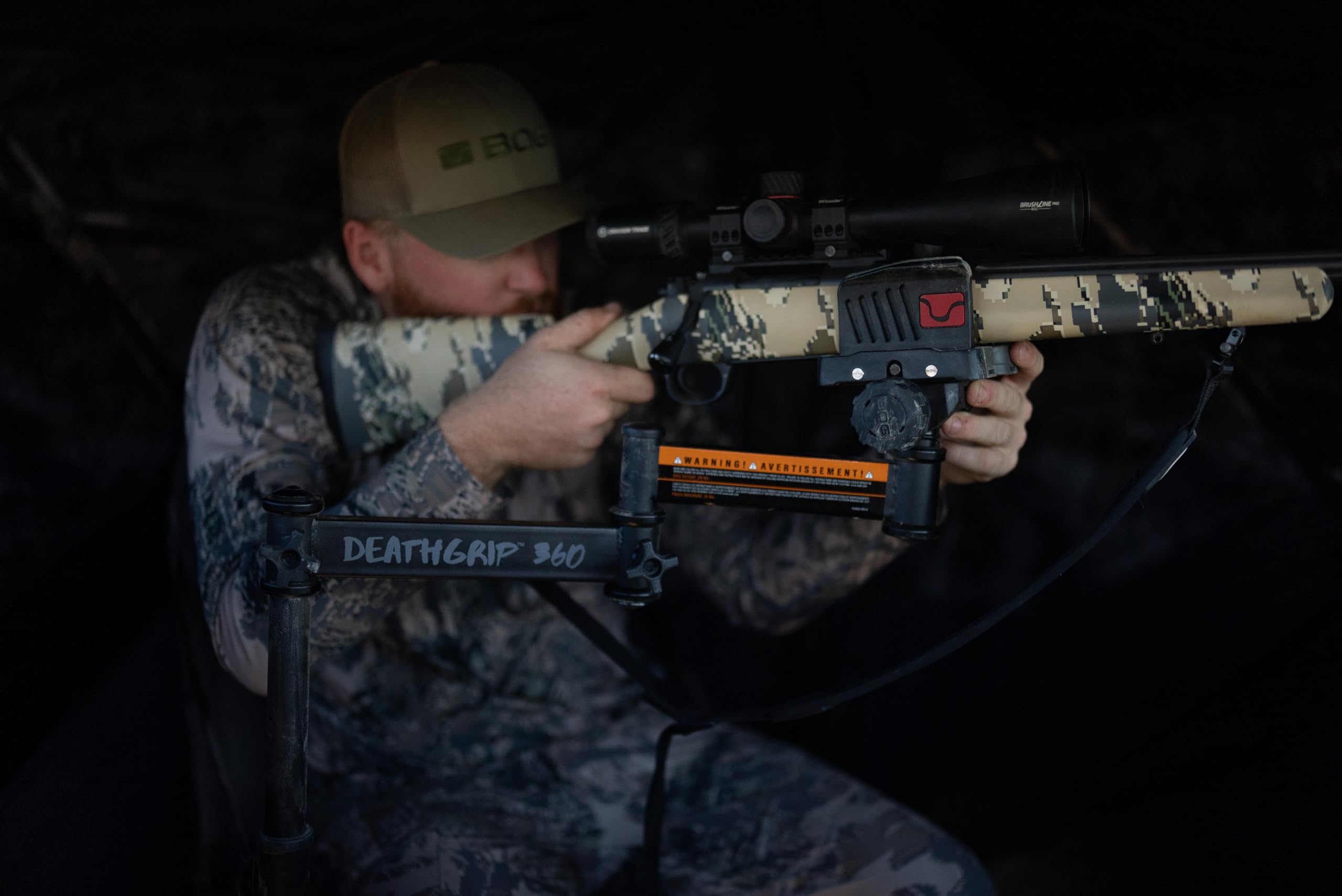 DeathGrip BOG 360 Chair with Lightweight Aluminum Construction, 4 Extendable Legs, Universal Gun Rest, 360 Adjustable Pivoting Seat, and Hands-Free Use During Hunting, Shooting, and Outdoors