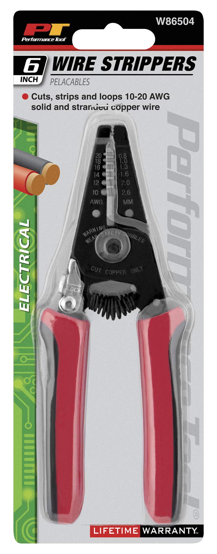 6-Inch Performance Tool W86504 Multi-Wire Cutter, Stripper and Pliers with Non-Slip Grip Handles for 10-20 AWG Solid and Stranded Copper Wire