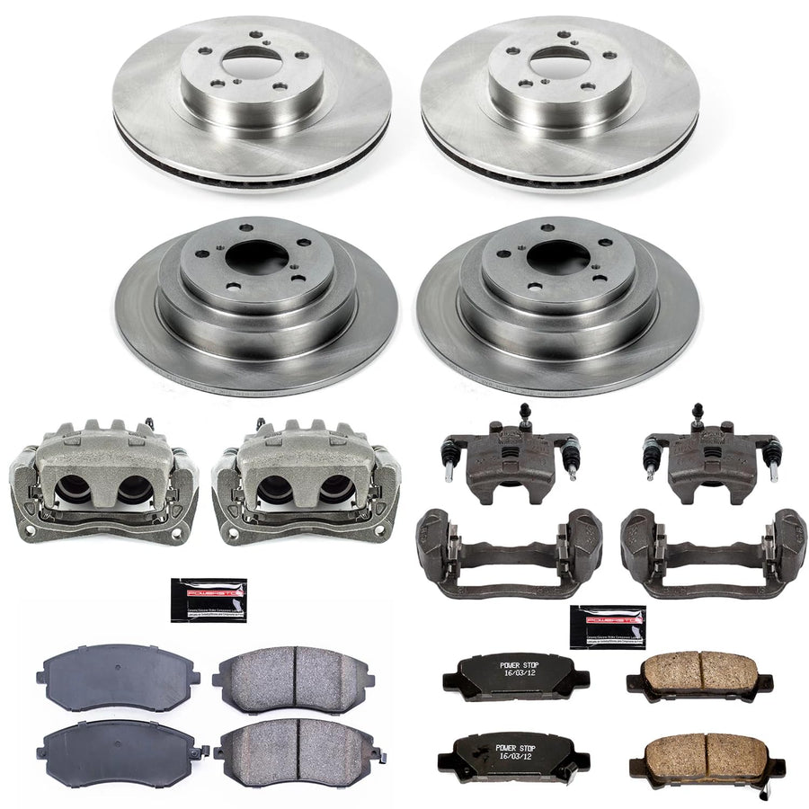Power Stop Autospecialty KCOE6109 Front & Rear Caliper Brake Kit- Brake Rotors, Ceramic Brake Pads and Brake Calipers For Subaru Impreza 2002-2003 [Model Specific]