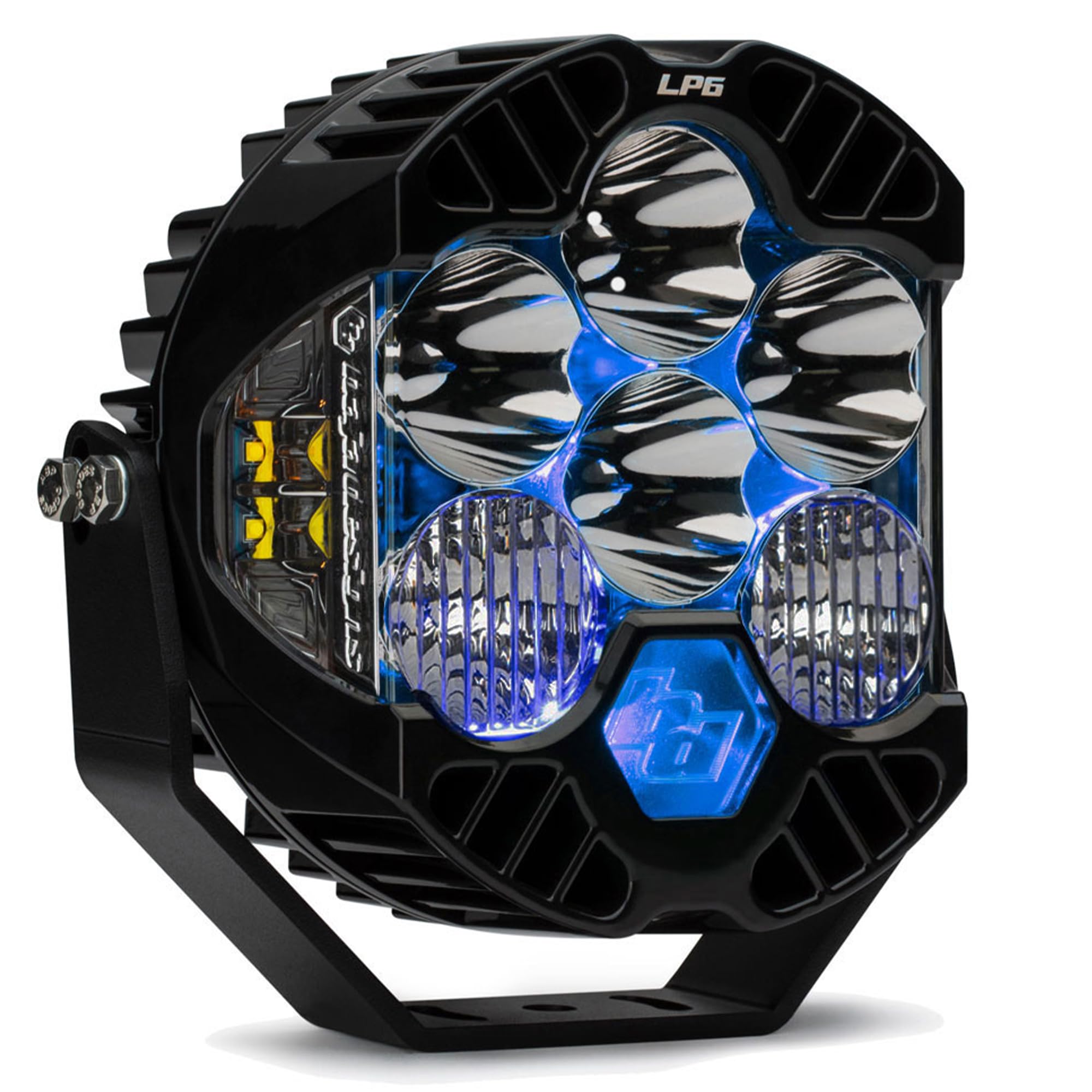 Baja Designs LP6 Pro LED Light Pod - Backlighting Off Road Lighting for Jeep, Truck, Motorcycle, UTV, ATV, Lifetime Protection, Clear Driving Combo Lens (Blue Backlight)