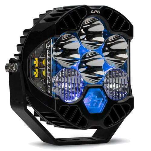 Baja Designs LP6 Pro LED Light Pod - Backlighting Off Road Lighting for Jeep, Truck, Motorcycle, UTV, ATV, Lifetime Protection, Clear Driving Combo Lens (Blue Backlight)