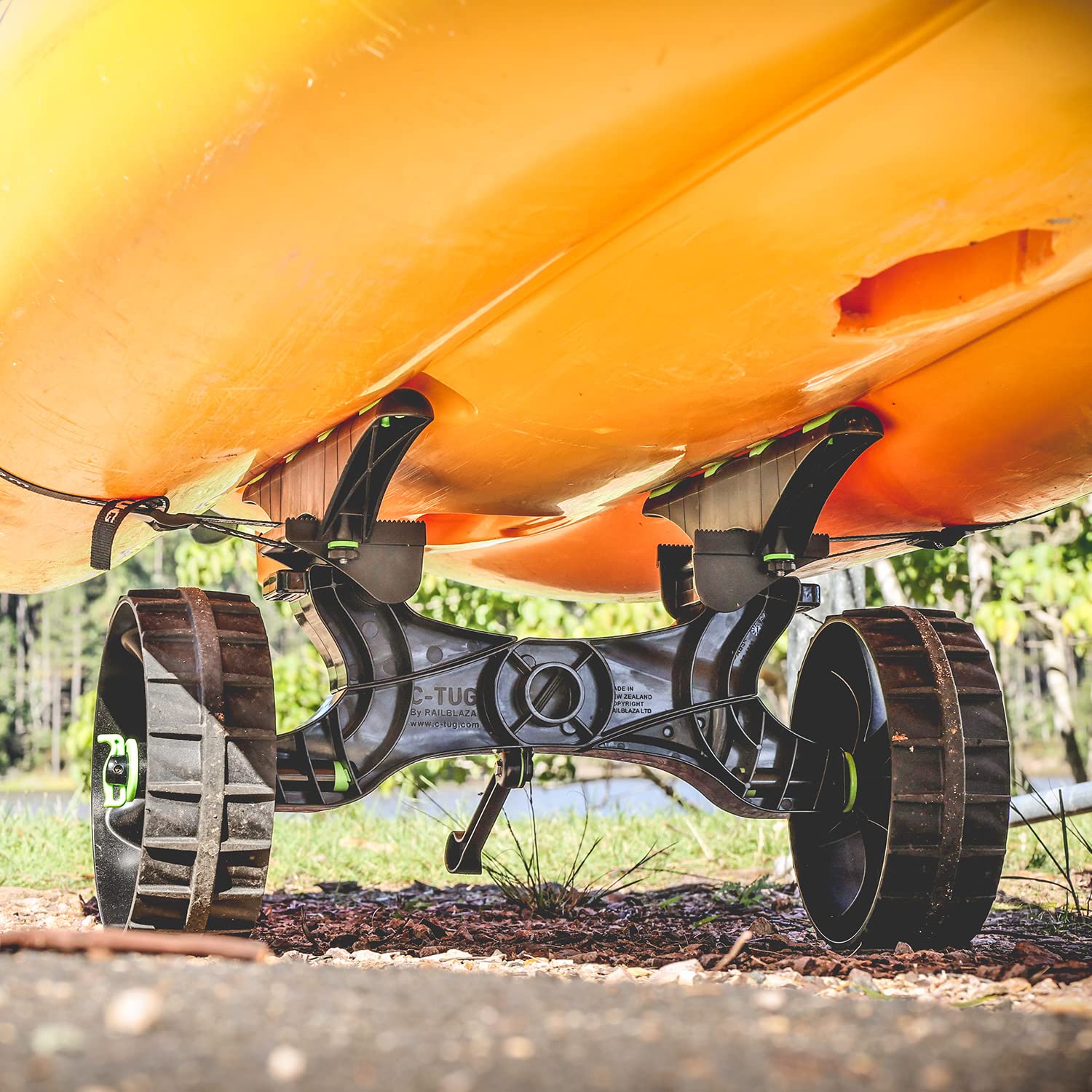 C-Tug RAILBLAZA Kayak Cart | Adjustable Width Hull Rails | Fits Most Kayak Hatches | Lightweight | Non-Slip Rubber Hull Rails | Compatible with Kiwi & Sandtrakz Wheel Carts | Kayak Trailer & Wheels