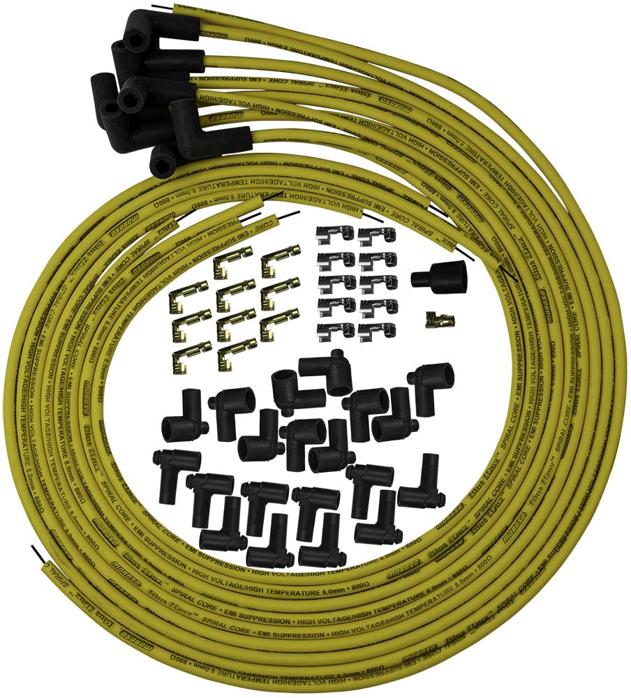 73217 Moroso Spiral Core Univ Wire Set, Yellow, 90 Deg