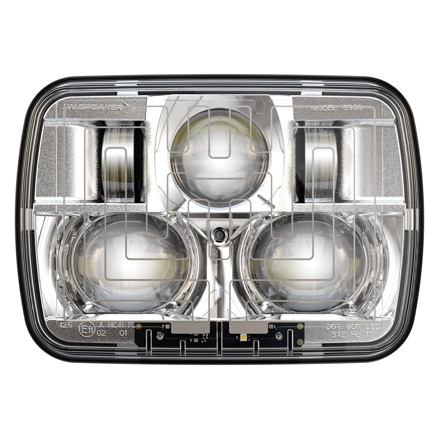 12-24V J.W. SPEAKER DOT/ECE LED RHT High & Low Beam Heated Headlight with Chrome Inner Bezel