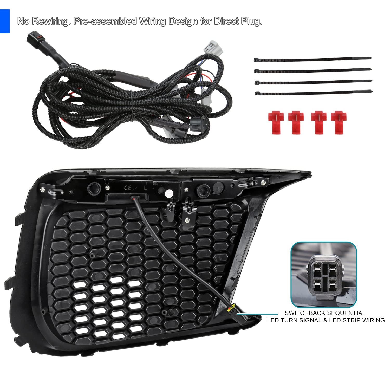 Switchback Sequential LED DRL Fog Light Mesh Cover Spec-D Tuning Compatible with Subaru WRX STI 2018-2021