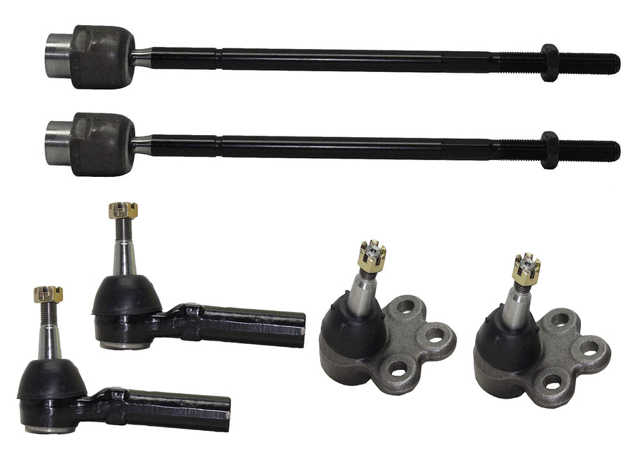 6 PC Kit for BUICK CENTURY 1997-2005/CHEVROLET IMPALA 2000-2003/OLDSMOBILE INTRIGUE 1998-2002/PONTIAC GRAND PRIX 2004-2008 +MORE, PartsW Front Inner and Outer Tie Rods Lower Ball Joints