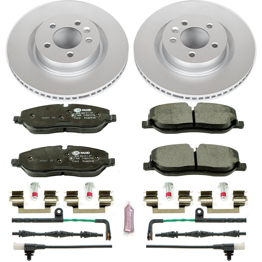 Power Stop ESK4615 Euro-Stop Front Brake Kit L& Rover and 1 Front Sensor Wire For Land Rover LR3 2005-2009 [Model Specific]