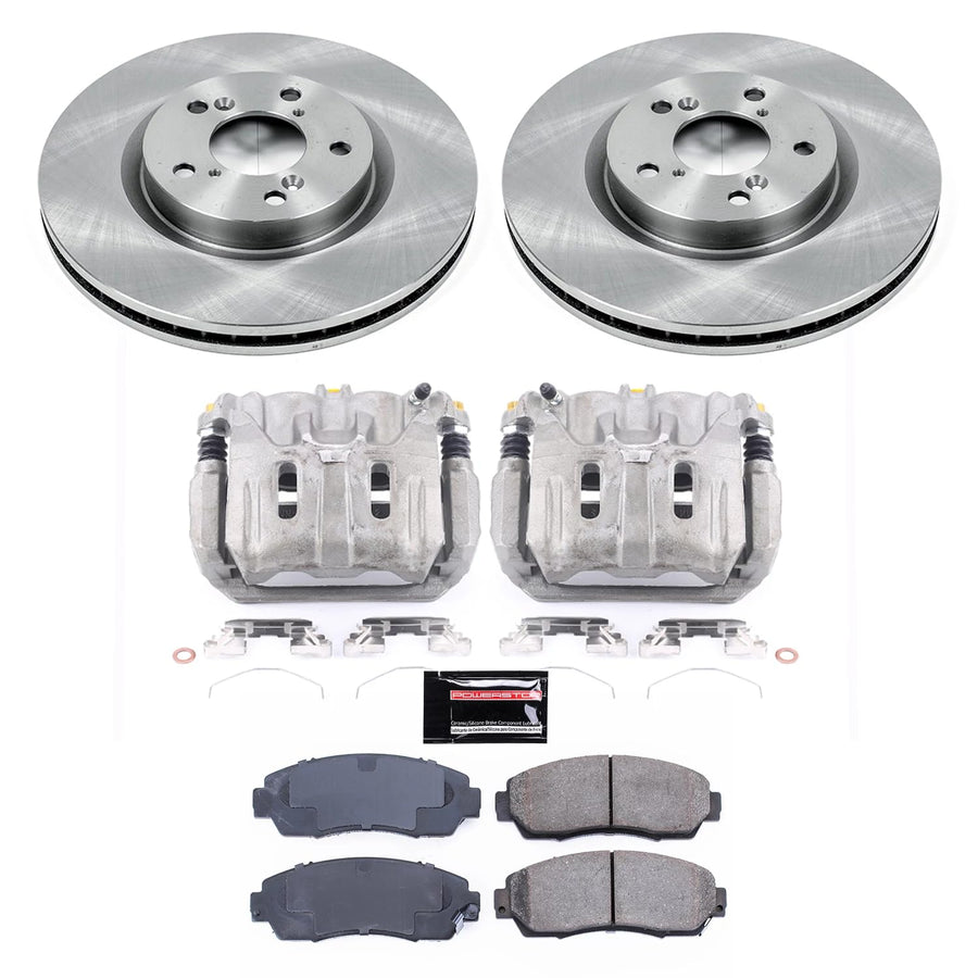 Power Stop Autospecialty KCOE5857 Front Caliper Brake Kit- Brake Rotors, Ceramic Brake Pads and Brake Calipers For Honda Odyssey 2011-2014 [Model Specific]