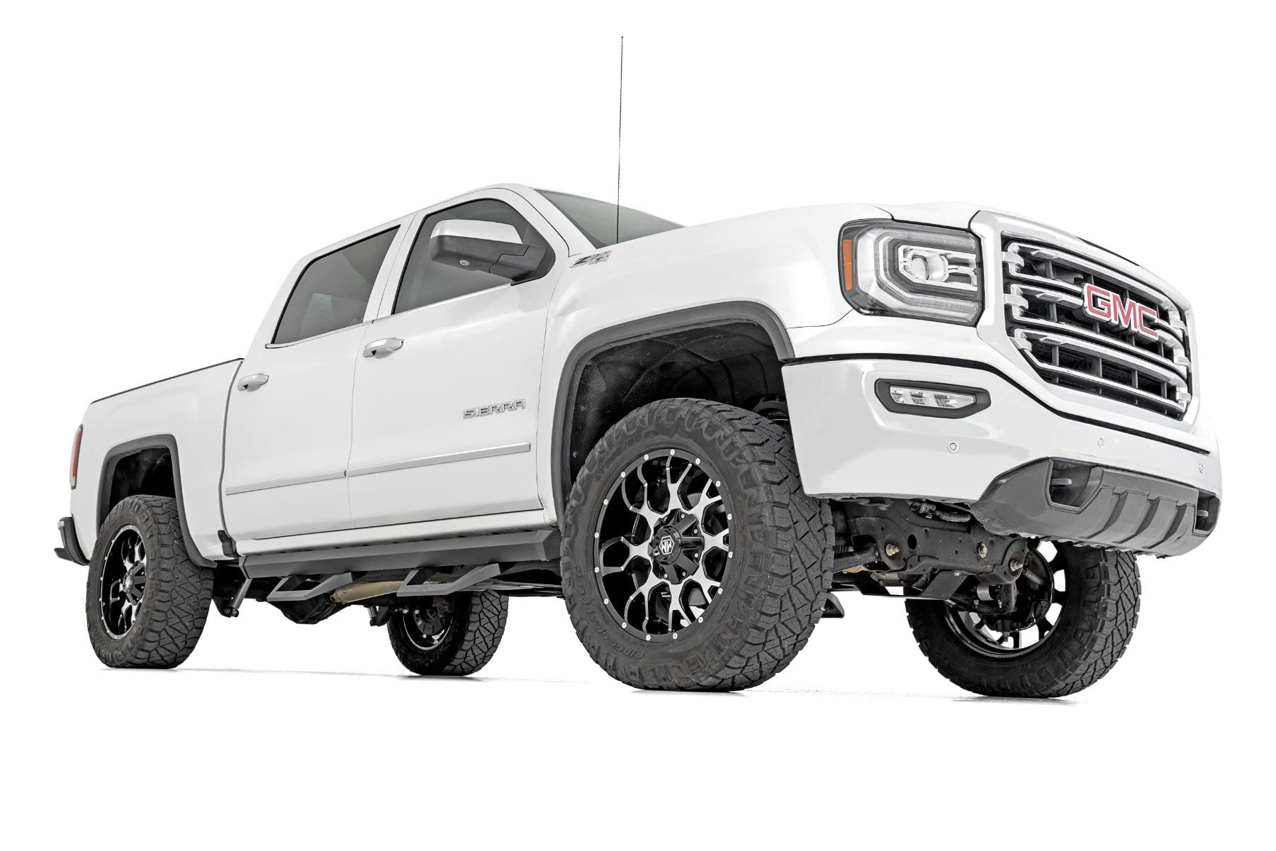 Rough Country Adjustable SRX2 Aluminum Steps for Chevy Silverado GMC Sierra 1500/2500HD/3500HD (2007-2018) Crew Cab - Modular Running Boards with Slide-Adjust Steps