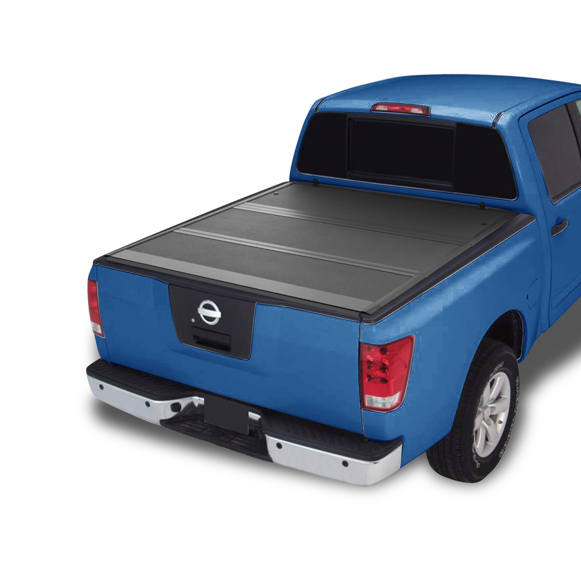 Nissan Titan Bed Cover Armordillo Low Profile Hard Tri-Fold Fits 2004 2005 2006 2007 2008 2009 2010 2011 2012 2013 2014 2015 2016 5.5ft (66") Short | CoveRex TFX | 8705322