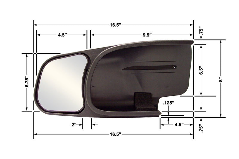 Custom Towing Mirror CIPA 10801 - Chevy/GMC/Cadillac, Driver Side