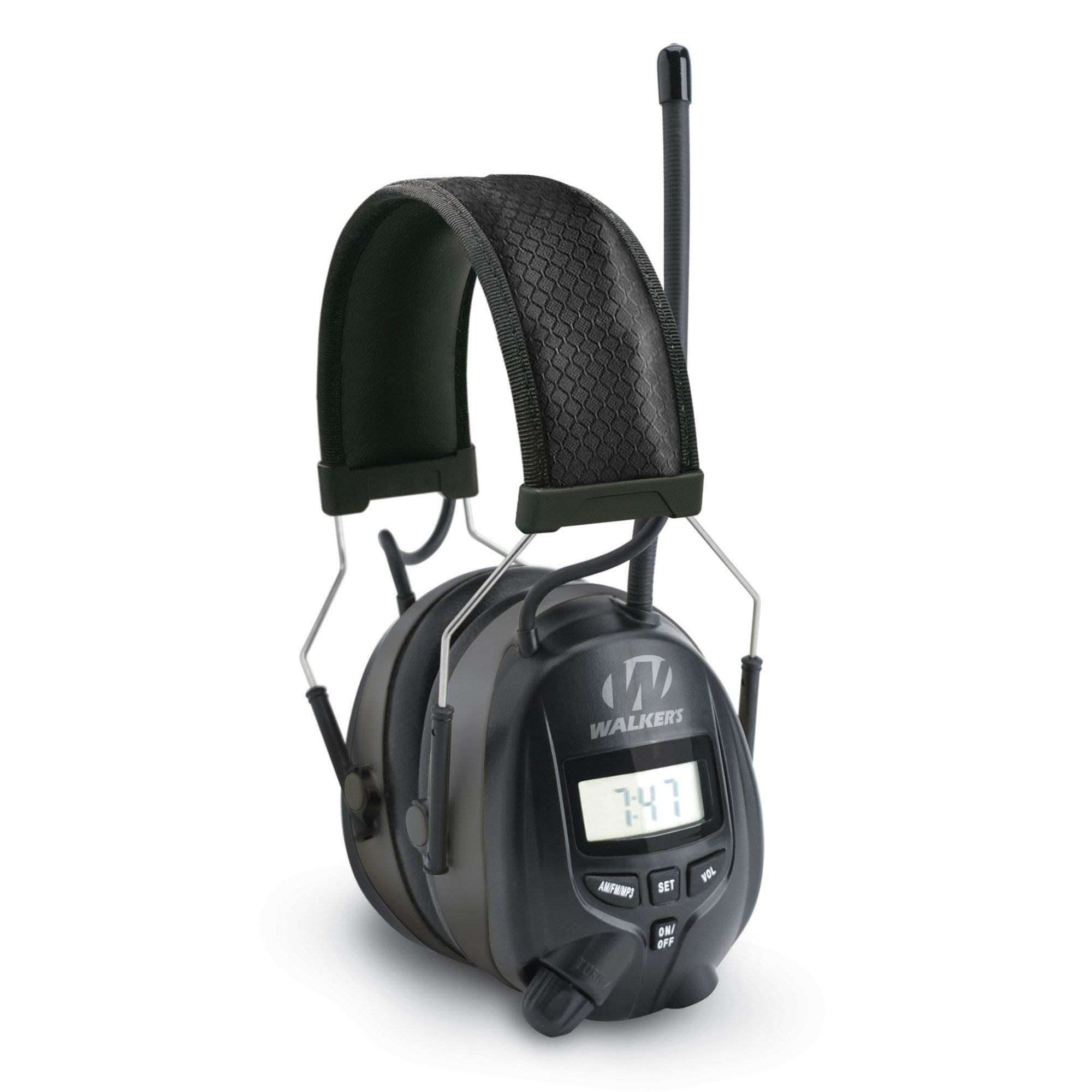 WALKER'S AM/FM Digital Radio Muff - 25dB Noise Reduction Rating Hunting Shooting Hearing Protection Electronic Earmuffs w/ Radio, MP3/CD Player Jack, 2 AAA Batteries Included