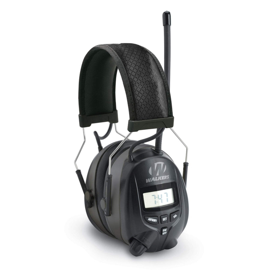 WALKER'S AM/FM Digital Radio Muff - 25dB Noise Reduction Rating Hunting Shooting Hearing Protection Electronic Earmuffs w/ Radio, MP3/CD Player Jack, 2 AAA Batteries Included