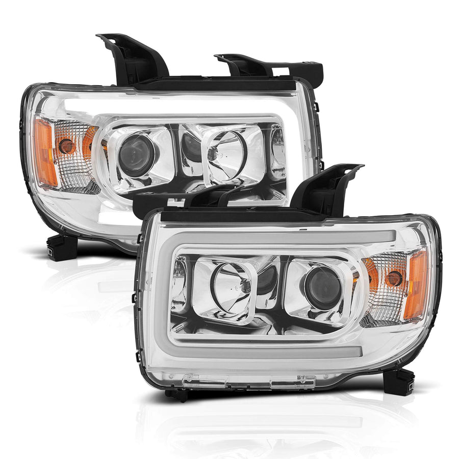 GMC CANYON 15-18 PROJECTOR ANZO USA PLANK STYLE HEADLIGHT CHROME W/AMBER