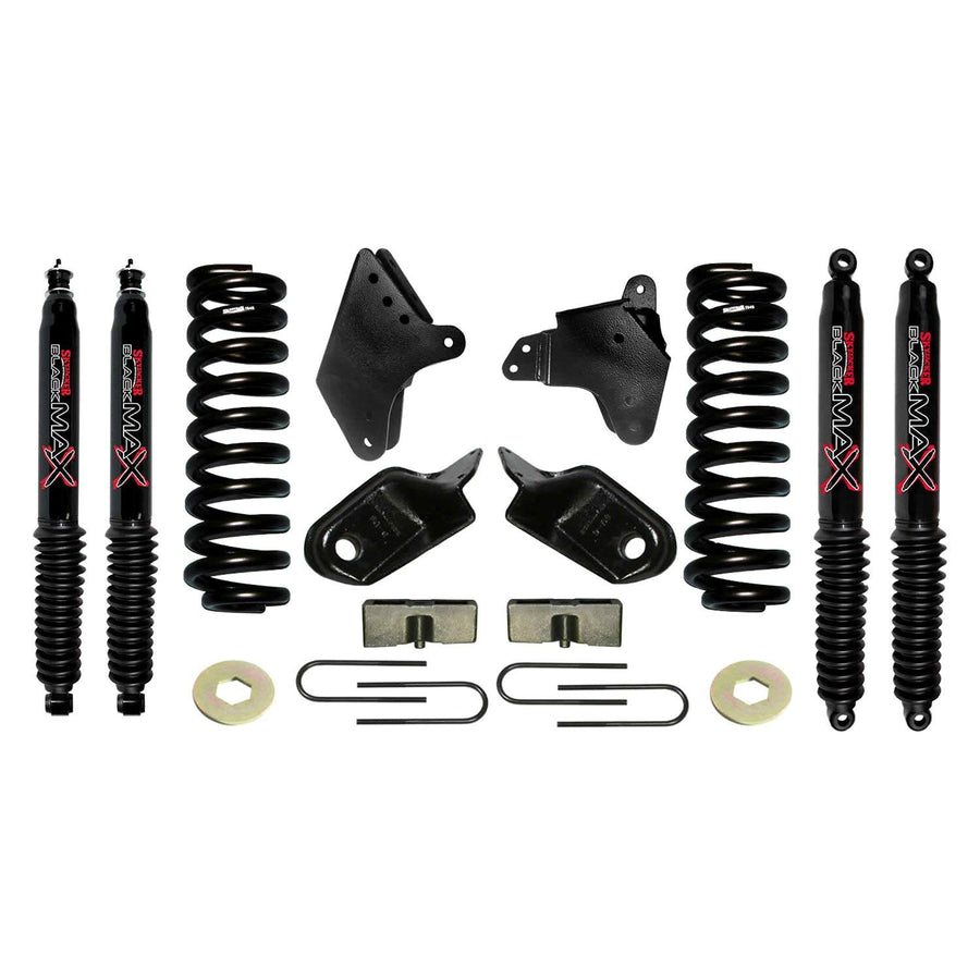 Skyjacker Suspension Lift Kit 184PK-B w/Shock Black MAX Shocks 4 in. Lift Incl. Front Coil Springs Brackets Rear U Bolt Kit Rear Blocks
