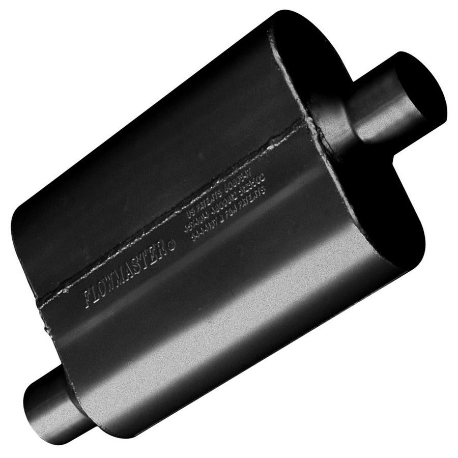 Flowmaster 40 Series Muffler Original Chambered – 2.25” Offset In / 2.25” Center Out – Aggressive Sound – 16-Gauge Aluminized Steel – For Muscle Cars, Street Rods, Trucks & SUVs (42441)