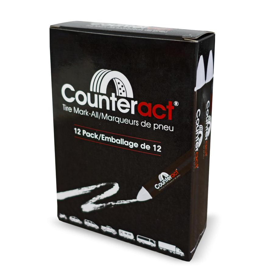 Mark-All Counteract Tire Crayon - White - 12 Pack - Long Lasting - Weather Resistant - Fade Resistant