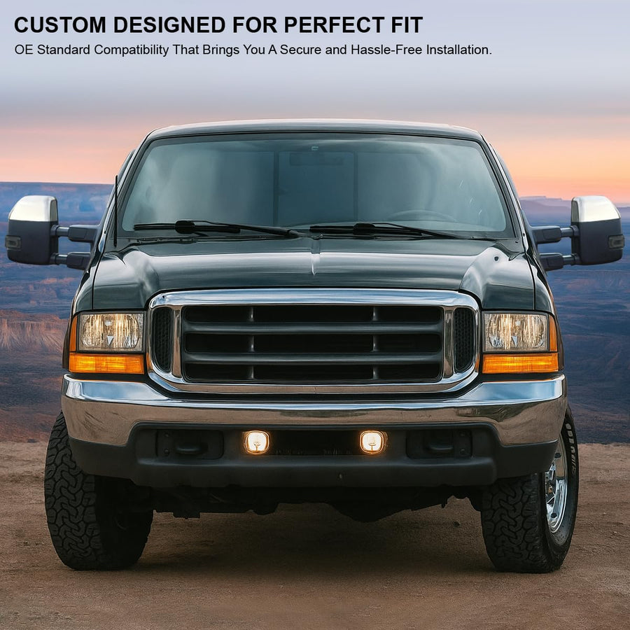 Spec-D Tuning Chrome Heated Power Telescopic Smoke Towing Mirrors Compatible with 1999-2016 Ford F-250, F-350, F-450 Super Duty Left + Right Pair
