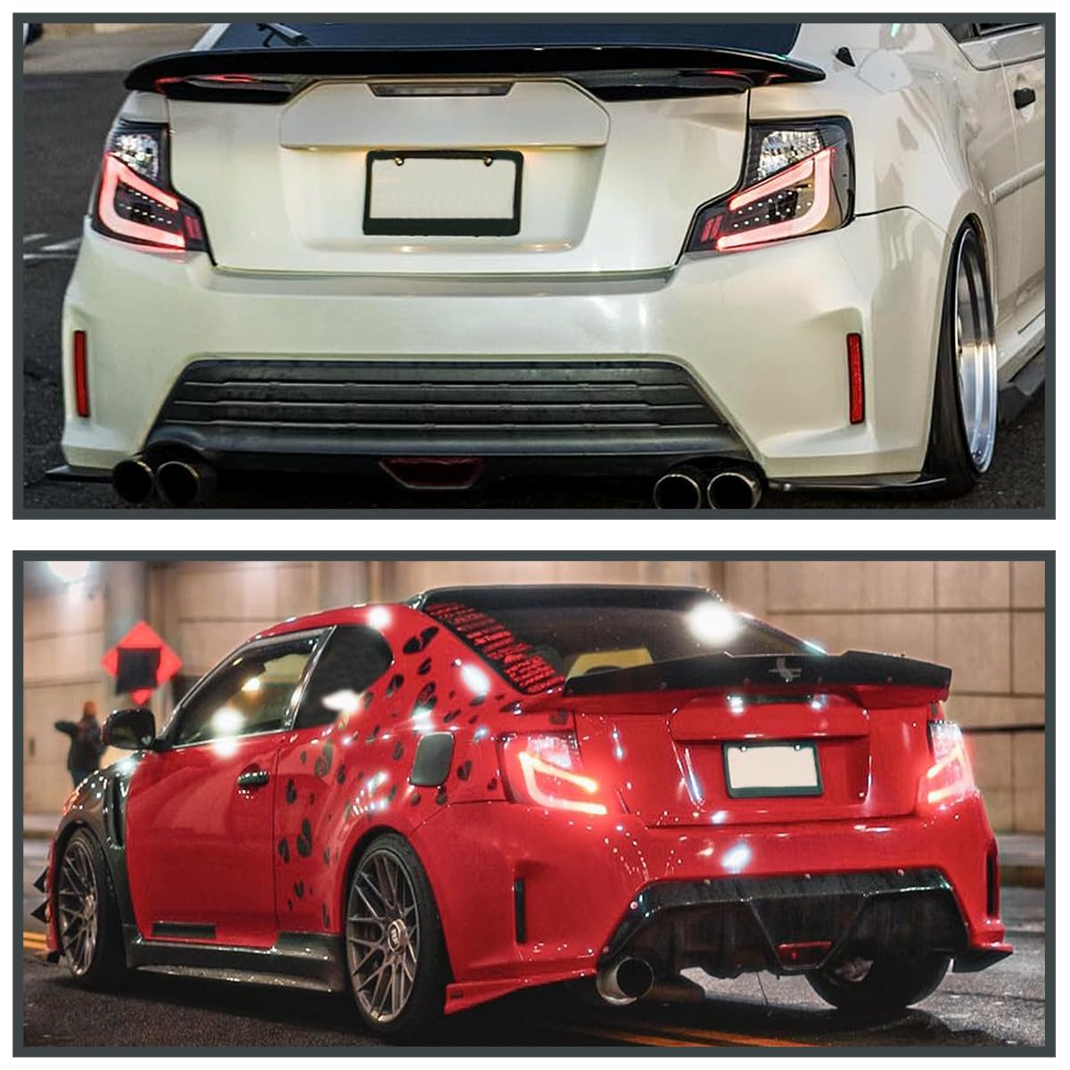 Black LED Tail Lights w/White LED Light Bar SPEC-D TUNING Compatible with 2011-2013 Scion tC, Left + Right Pair Assembly